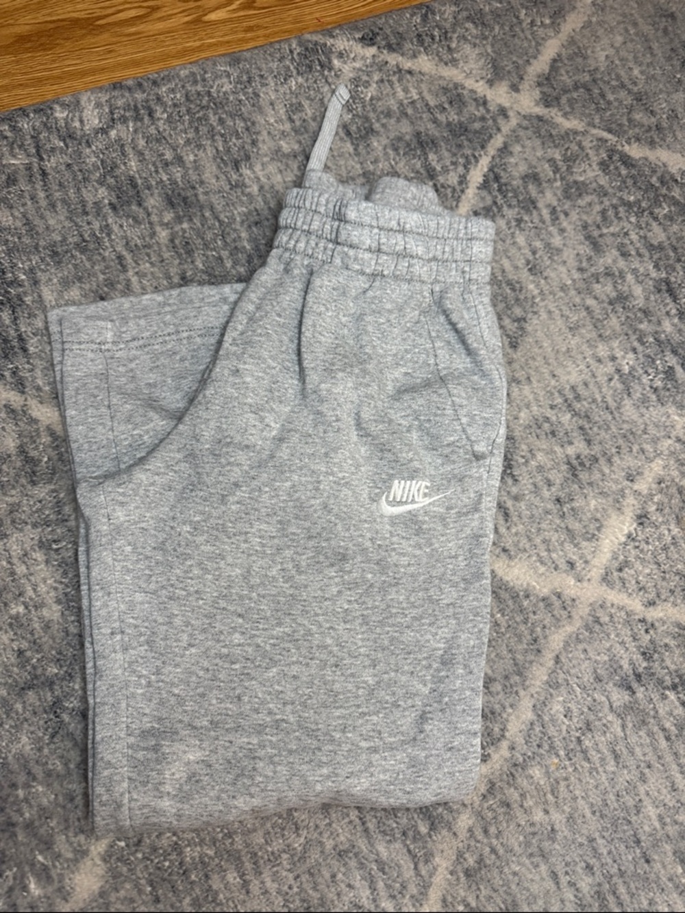 Nike Kids Light Gray Fleece Joggers with White Logo